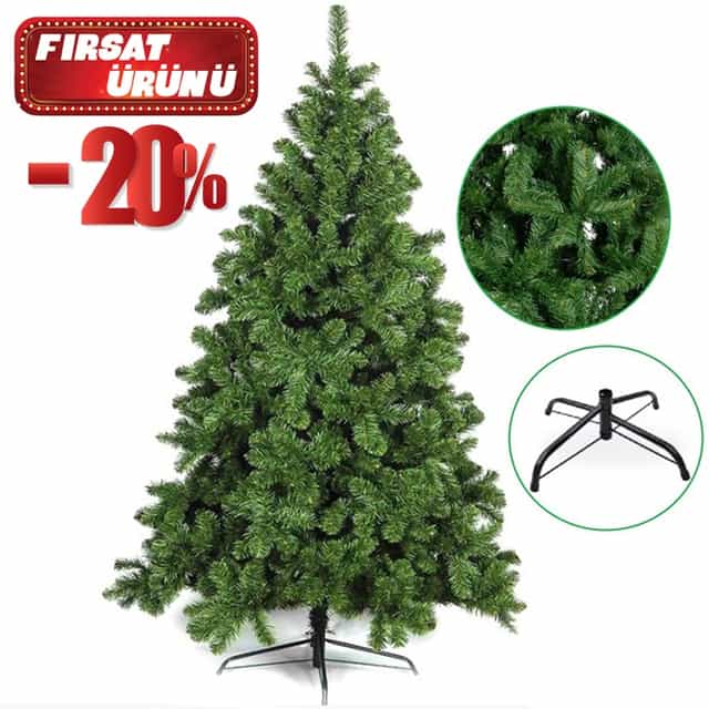 190 Cm Yeşil Renkli Yılbaşı Çam Ağacı 720 Yoğun Dallı