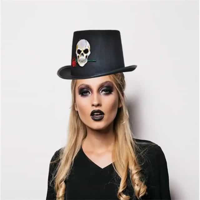 Cadılar Bayramı Silindir Kuru Kafa Figürlü Şapka