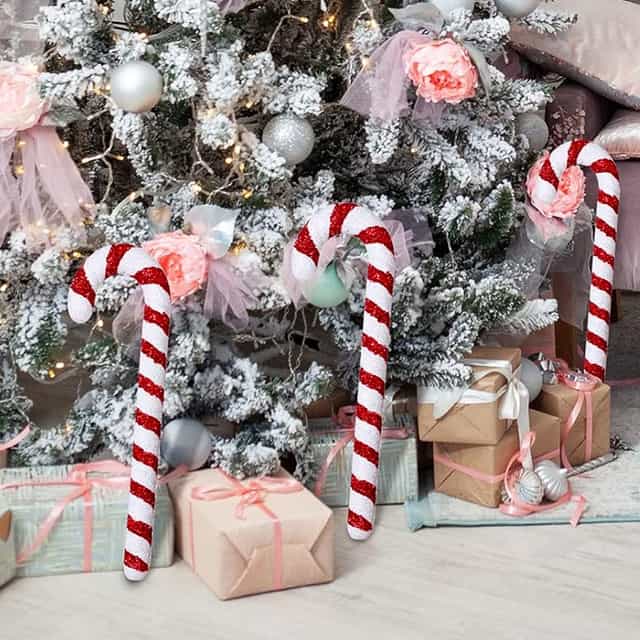 Yılbaşı Ağaç Süsü Dekoratif Simli Şeker süs 25 cm