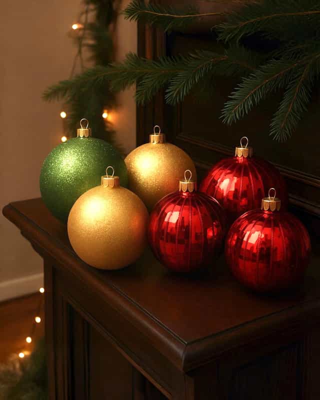 Yılbaşı Çam Ağacı 15 CM Top Süs 9 LU