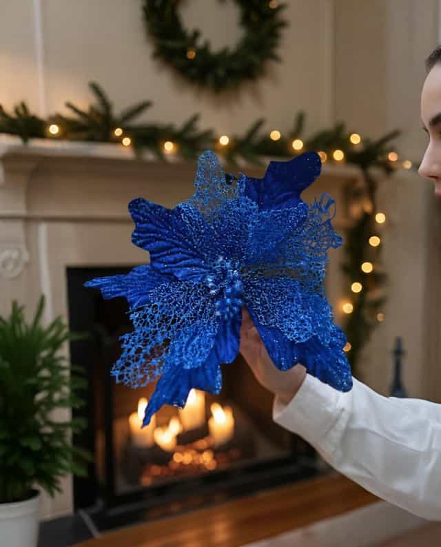 Yılbaşı Lacivert Renkli Ata Yapay Çiçek