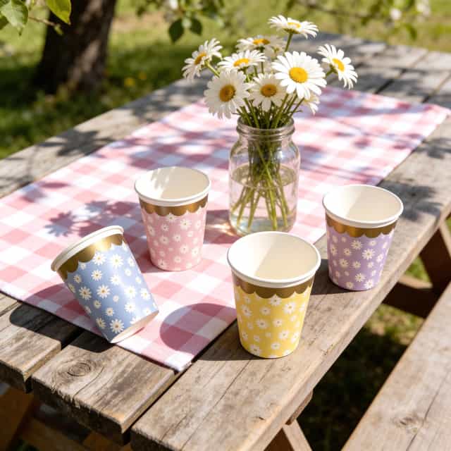 Papatya Desenli 24 lü Karton Bardak