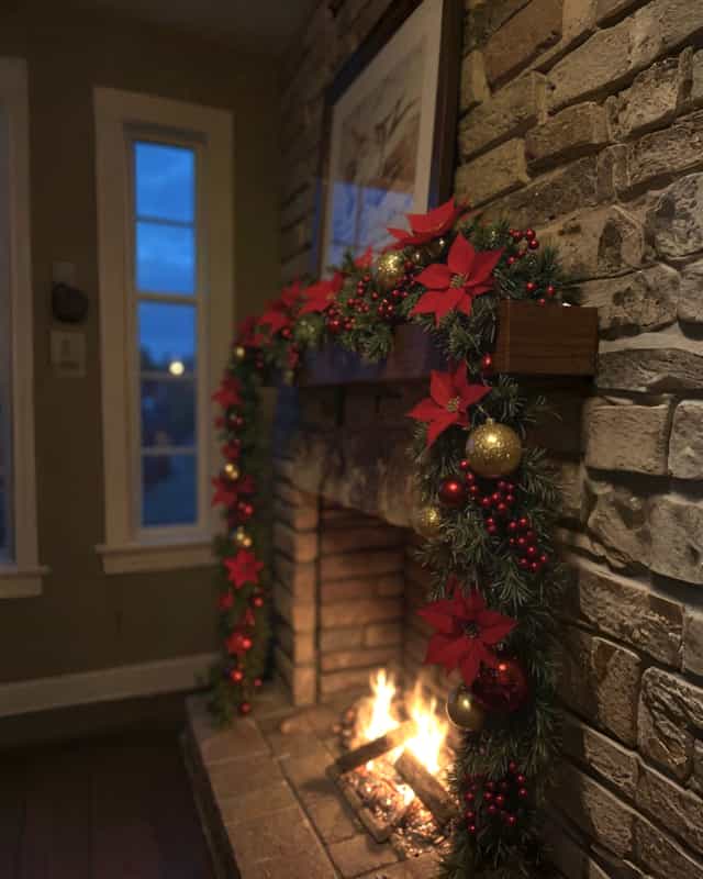 Yılbaşı Hazır Süslenmiş Kırmızı Garland Dekor 230 CM