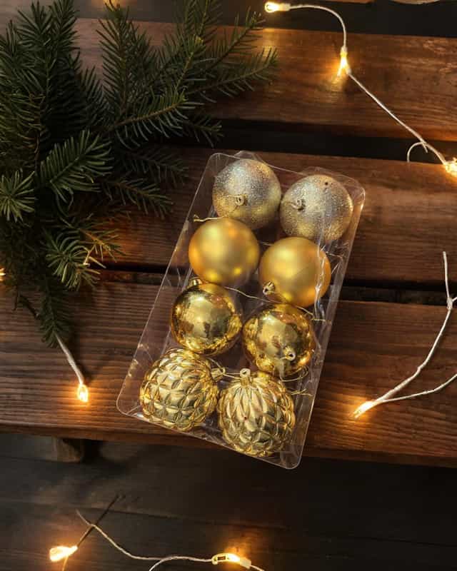 Yılbaşı Ağacı Gold 8 li Top Süs 8 CM