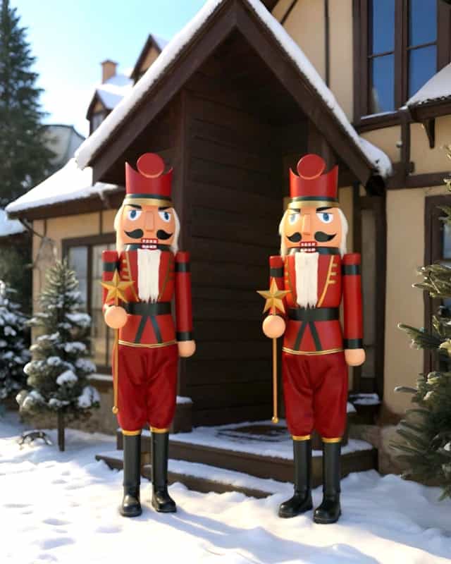 220 CM Lüks Kurşun Asker Fındıkkıran Yılbaşı Dekoru – Dış Mekan Dayanıklı El İşçiliği Model