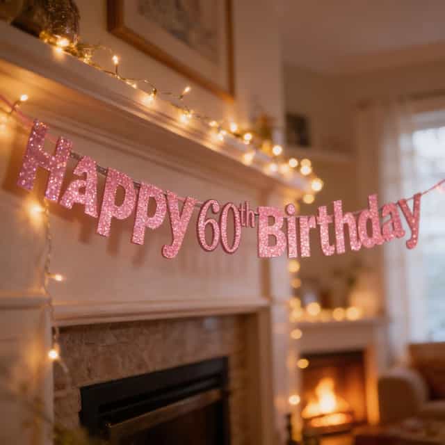 60 Yaş Temalı Happy Birthday Yazı