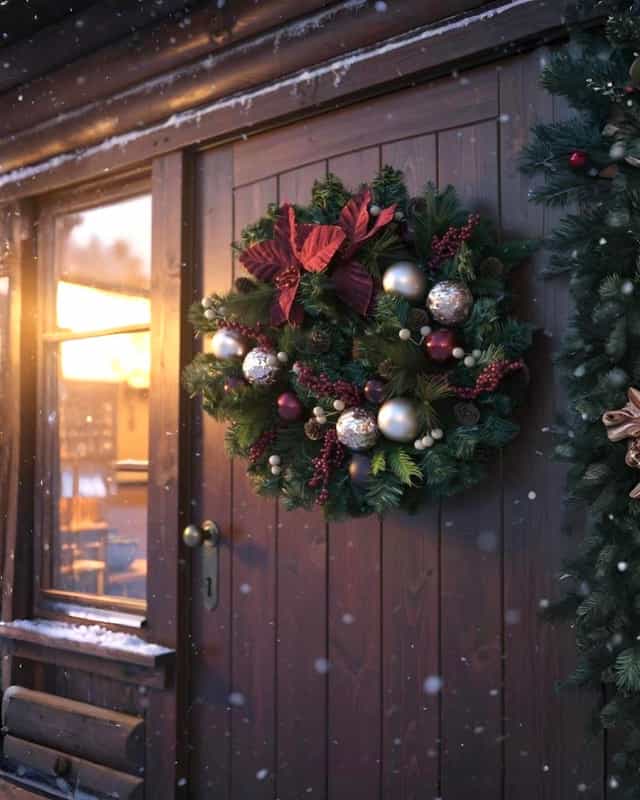 Yılbaşı Kapı Süsü Yuvarlak Kapı Çelengi 45 cm