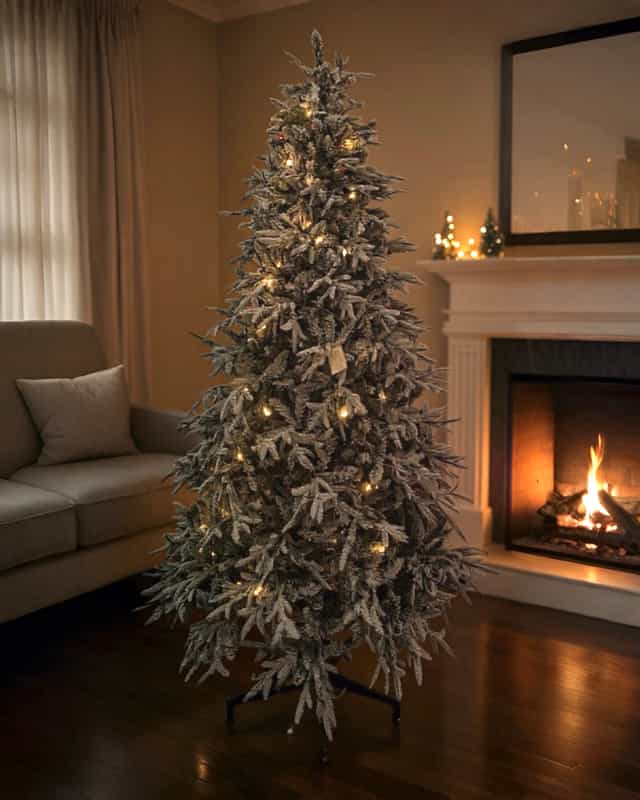 İthal Yılbaşı Ağacı Kendinden Karlı Ve led Işıklı 210 CM