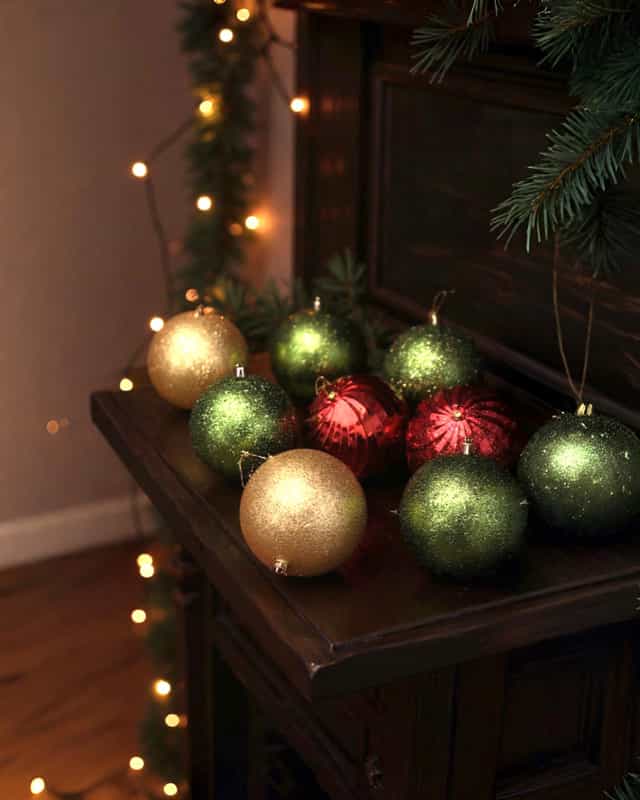 Yılbaşı Çam Ağacı 15 CM Top Süs 9 LU