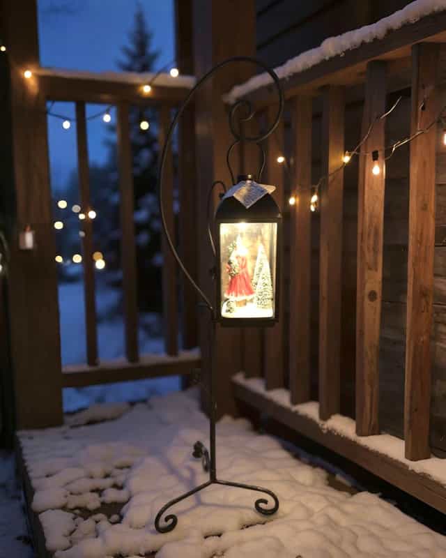 180 cm Yılbaşı Sokak Lambası Ferforje Demir Cam Aksamlı Pilli Işıklı