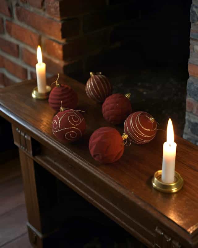 Yılbaşı Ağacı Kadife Bordo 6li Top Süs 8 cm