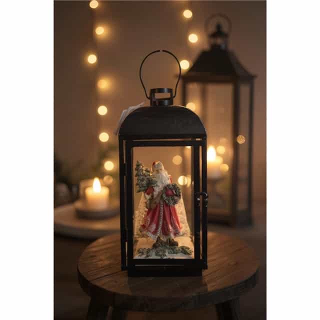 180 cm Yılbaşı Sokak Lambası Ferforje Demir Cam Aksamlı Pilli Işıklı