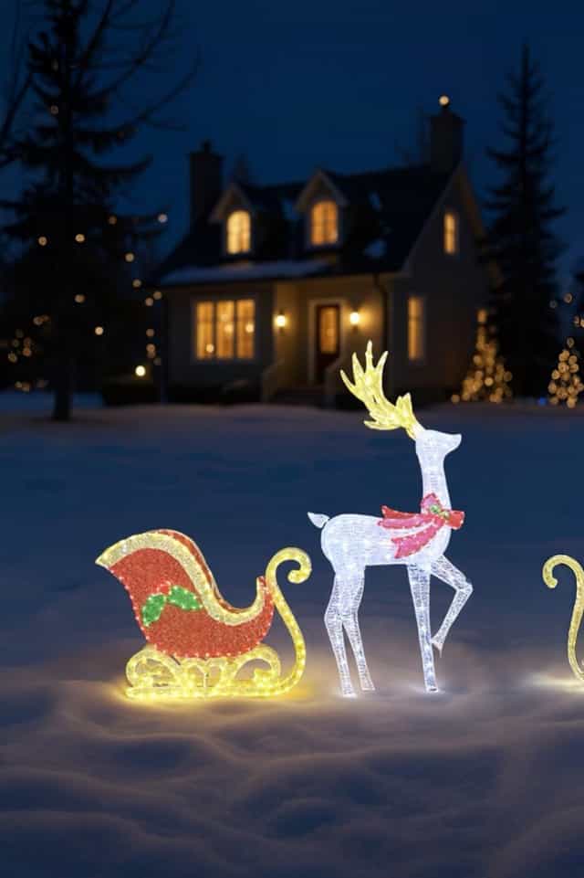 Yılbaşı Işıklı Kızaklı Geyik Dekor 175 cm