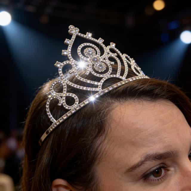 Kristal Taşlı Prenses İşlemeli Lüks Metal Taç