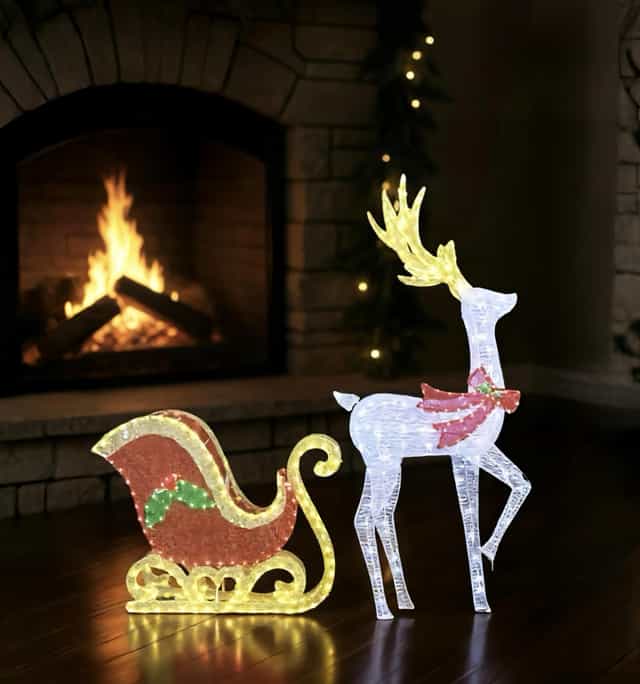 Yılbaşı Işıklı Kızaklı Geyik Dekor 175 cm