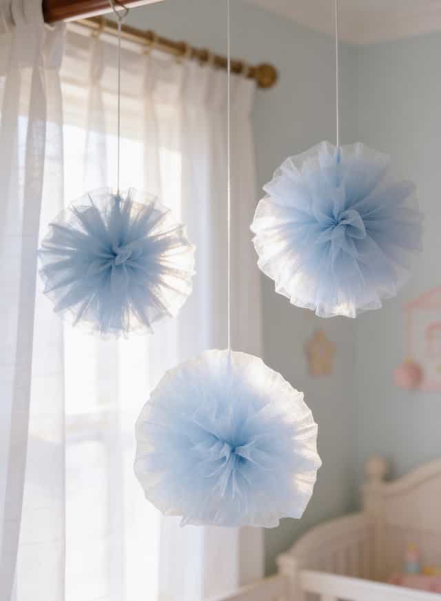3lü Tül Ponpon Süs Asılabilir Dekoratif Parti Süsü