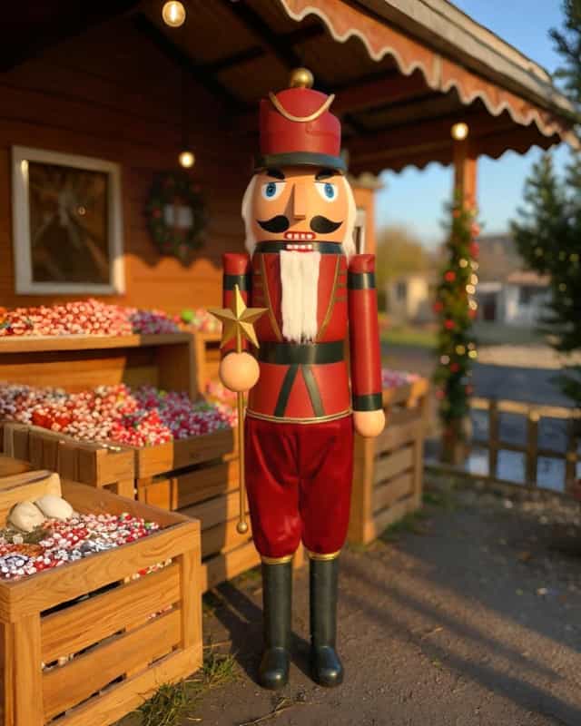 220 CM Lüks Kurşun Asker Fındıkkıran Yılbaşı Dekoru – Dış Mekan Dayanıklı El İşçiliği Model