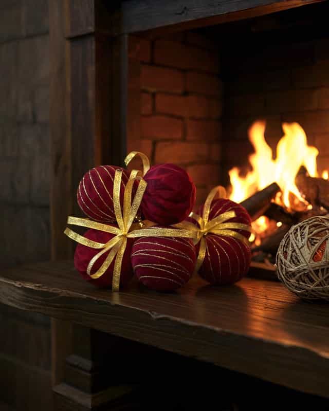 Yılbaşı Ağacı Kadife Desenli SüsTop 4 lü 10 CM