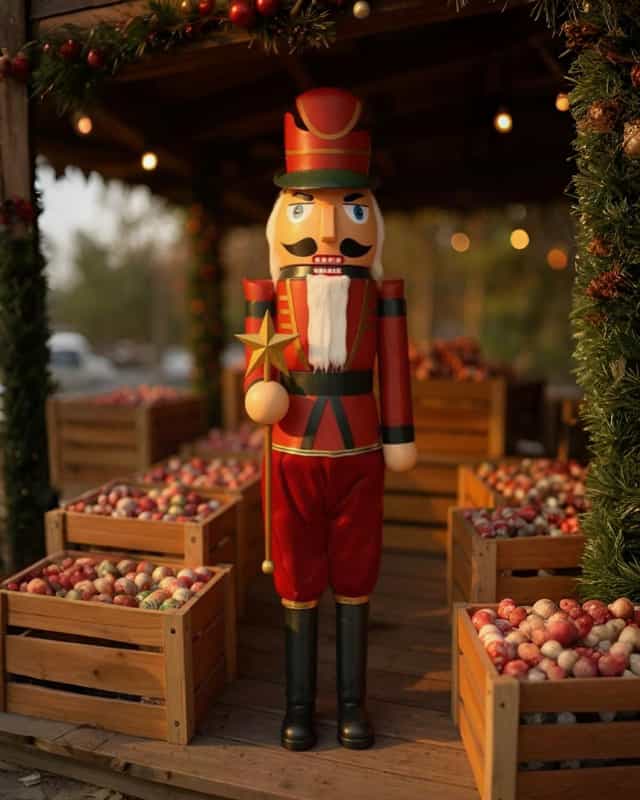 220 CM Lüks Kurşun Asker Fındıkkıran Yılbaşı Dekoru – Dış Mekan Dayanıklı El İşçiliği Model