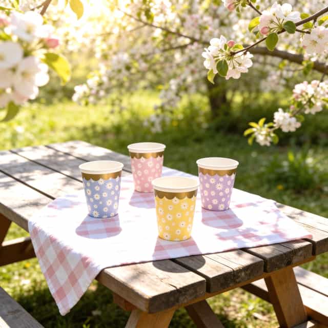 Papatya Desenli 24 lü Karton Bardak