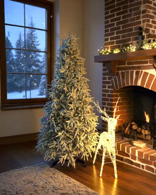 İthal Yılbaşı Ağacı Kendinden Karlı Ve led Işıklı 180 CM