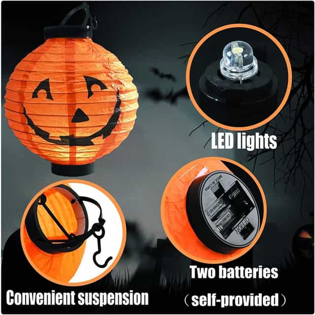 Işıklı Örümcek Baskılı Pilli Japon Feneri