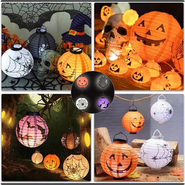 Işıklı Örümcek Baskılı Pilli Japon Feneri