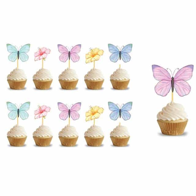 Kelebek Figürlü Cupcake Kürdan Süs