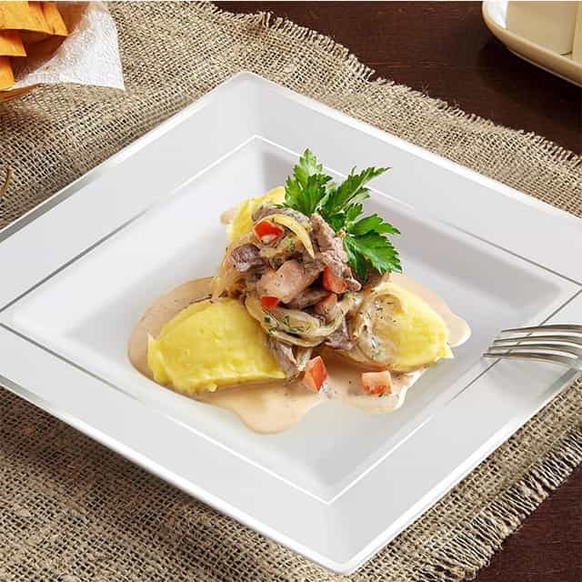 Porselen Görünümlü Plastik Kare Şeffaf Tabak