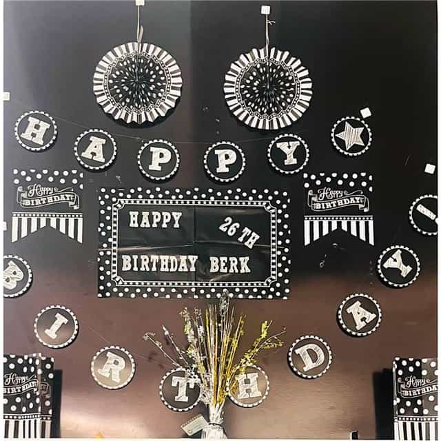 Siyah Beyaz Doğum Günü Oda Dekorasyon Seti