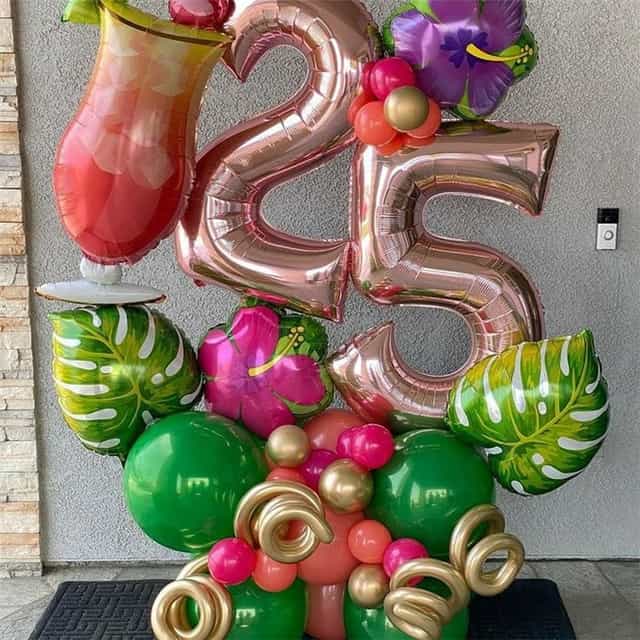 Tropikal Konseptli Balon Buket Aranjman