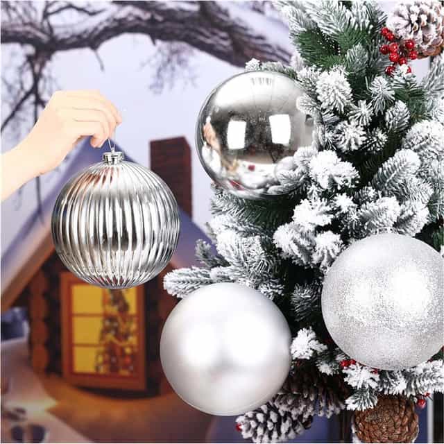 Yılbaşı Çam Ağacı Gümüş 3 LU Top Süs 15 CM