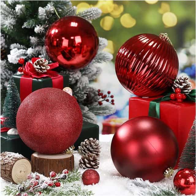 Yılbaşı Çam Ağacı Kırmızı 3 LU Top Süs 15 CM